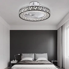 LED Modern Invisible Ceiling Fan Light Dimmable Chandelier Fan Lamp W/ Remote