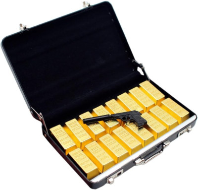 18Pcs Dollhouse Suitcase Gold Bars Brick Blocks Toy Treasure Set Miniature Golde