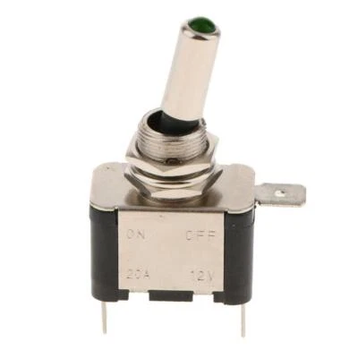 DH & JS Heavy Duty Toggle Flick Switches 12V On/Off Car Dash 12 Volt 25A Green LED