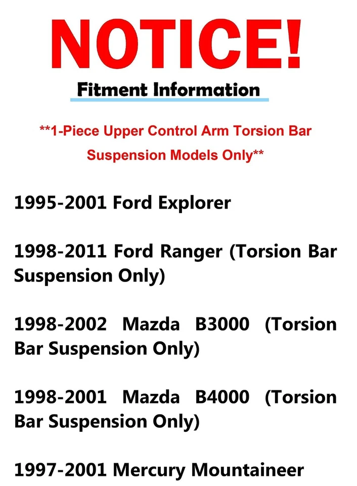 BARRA DE TORSIÓN Brazos de control inferiores superiores delanteros Tierods barras estabilizadoras para Explorer Ranger Foto 3 de 4