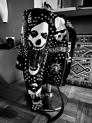 The Exploited Leather Jacket Handpainted Studded L HardCore Punk