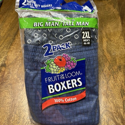 Vintage Fruit Of The Loom Mens Cotton Boxer Shorts Big And Tall 46/48 NEW 2 Pack