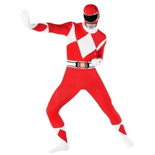 Rotes Power Ranger Kostüm Erwachsene Herren Superhelden Morphsuit Kostüme M-2XL