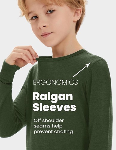 Conjunto de capa base térmica larga Johns 100 % lana merino para niños niñas niños - Imagen 40 de 58