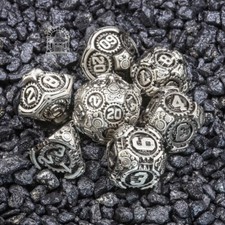 Sage's Artificer's Core Dusk Essence Metal Polyhedral Dice Set  Dnd Diceset