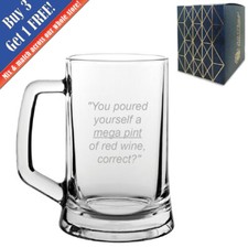 Engraved Mega Pint Beer Glass, Trial Quote, Novelty Gift