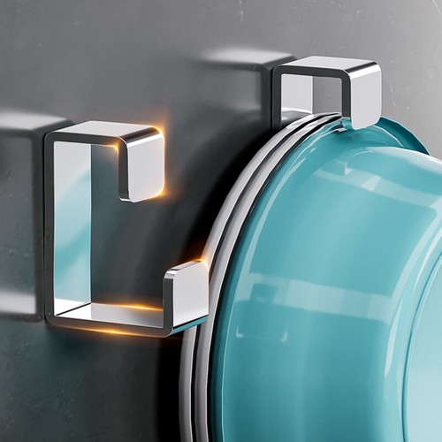 3 Pcs Wall Mounted Bathroom Towel Hook Storage Rack Kitchen Clothes Coat Hanger - Picture 6 of 14