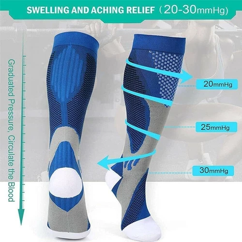 1-3 pares de calcetines de compresión 20-30 mmhg deportivos hasta la rodilla médicos para correr - Imagen 7 de 25