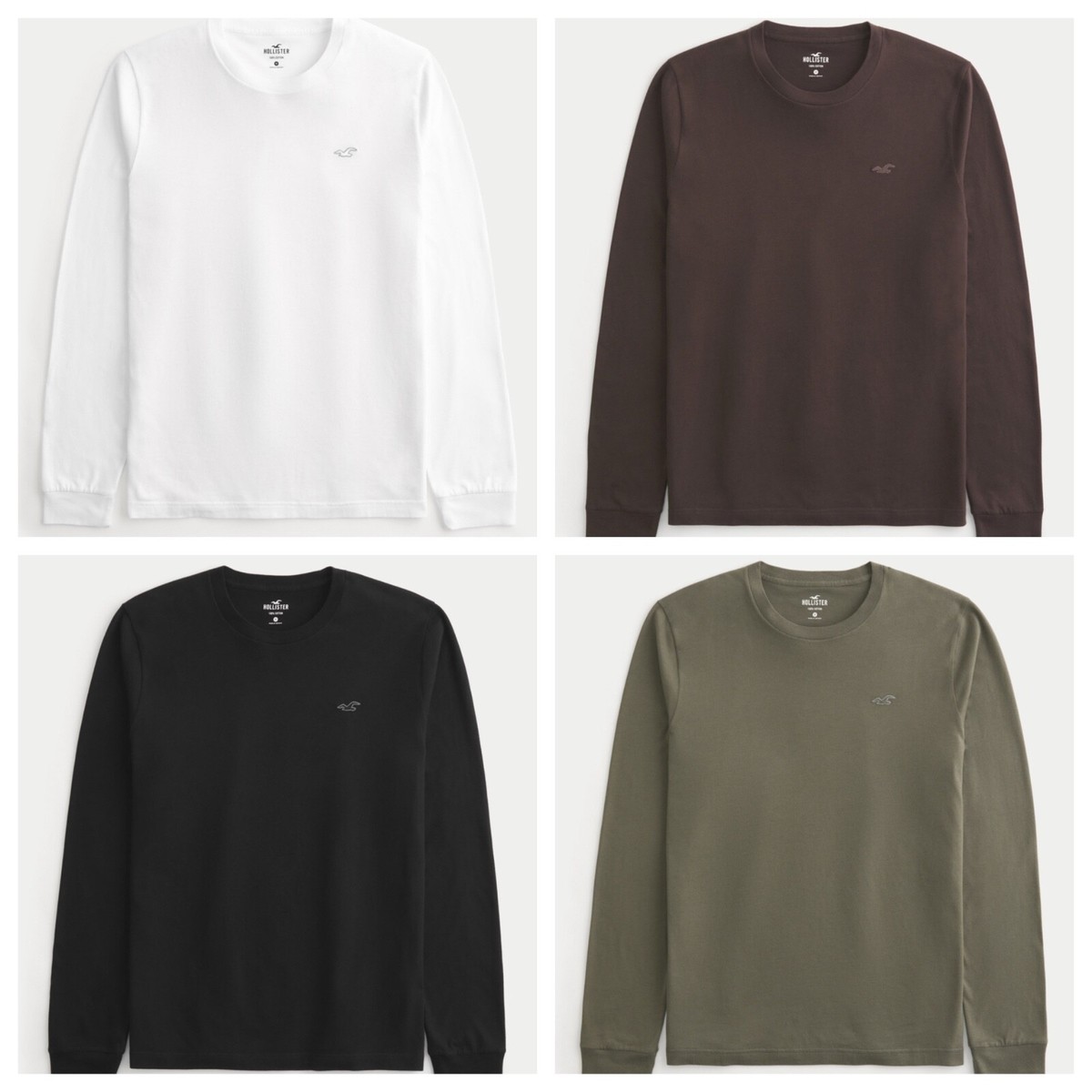 NWT HOLLISTER MEN'S Soft Icon Long Sleeve Tees T-Shirts, Sizes M
