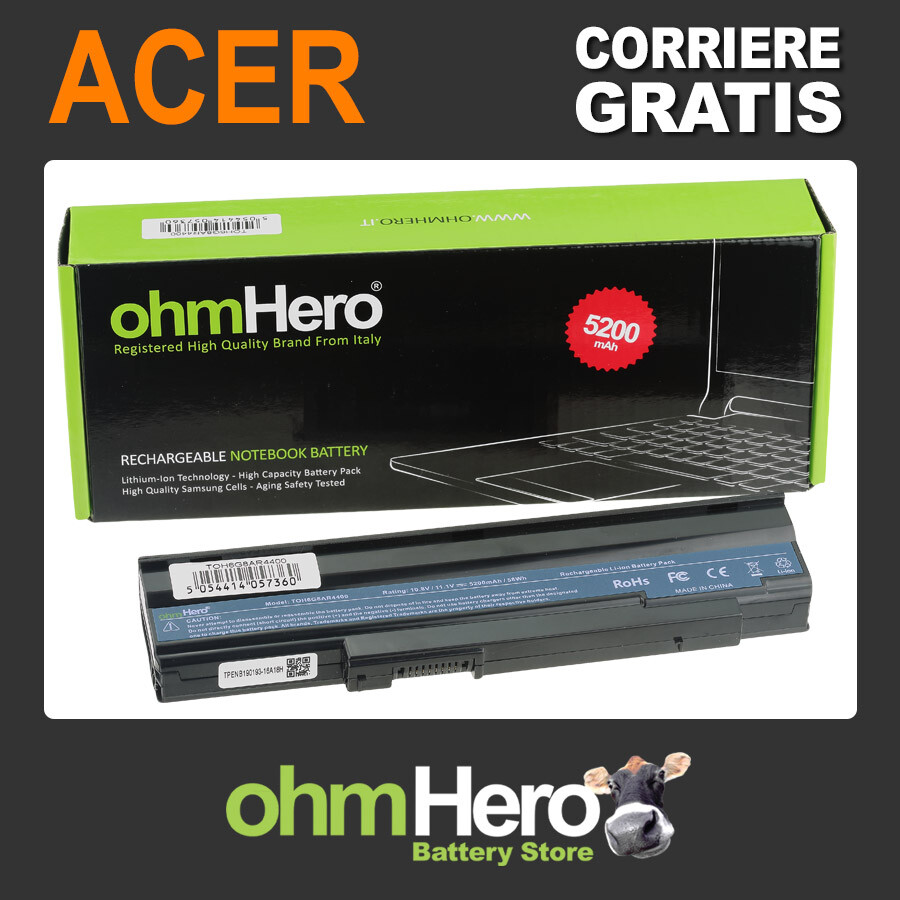 Batteria Sicura OhmHero® NERA 5200 mAh Gateway NV4401h - Certificata