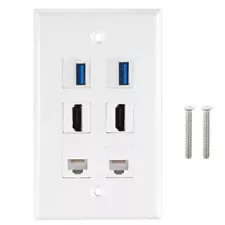 HDMI 2.0 Wall Plate 6 Port Wall Plate HDMI Ethernet USB 3.0 Adapter Panel Outlet