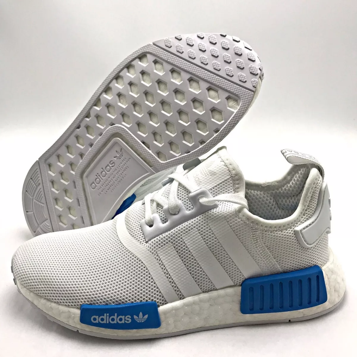 Adidas Originals NMD R1 J Cloud White Bright Blue Youth shoes AQ1785 sz 4 7