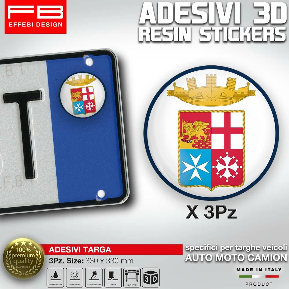 ADESIVI bollino Targa Marina Militare Repubbliche Marinare Bandiera Auto Moto
