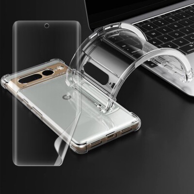 Hydrogel Screen Protector Shock Absorbing Silicone Case f Google Pixel 7 Pro USA