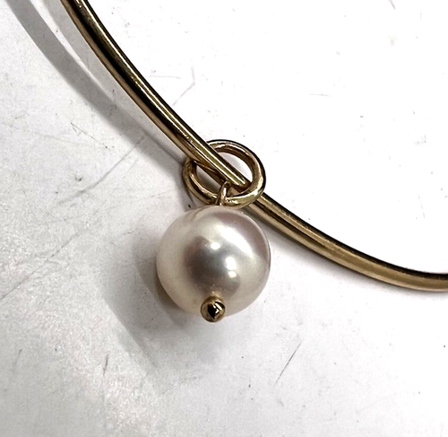 James Avery 14k Gold Freshwater Pearl Bangle Bracelet Hook On - Picture 3 of 7
