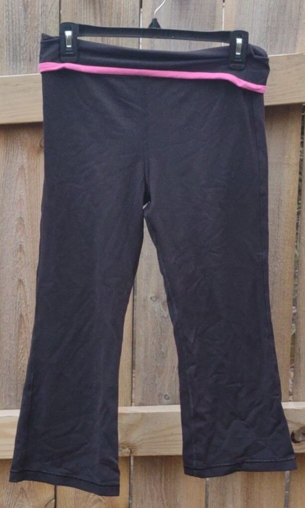 Alo Yoga Cropped Flare Black Fold Over Waist Leggings S | eBay