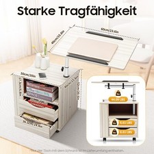 Funktionaler drehbarer Nachttisch,verstellbar Rollen Mobil Drehbarer Nachttisch!