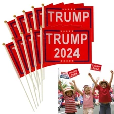 10x Trump 2024 Re-Elect Make America Great Flags Mini Stick Flags Banner Decor
