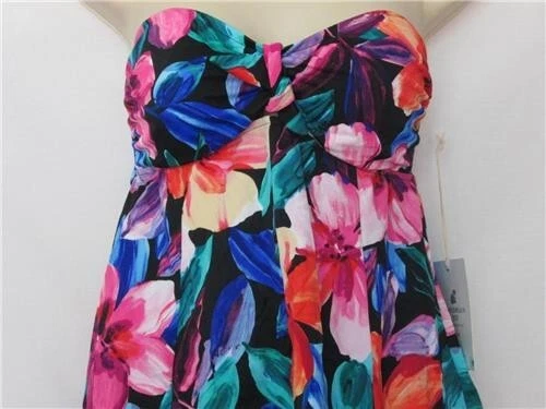 Nuevo con etiquetas Caribbean Joe Swim 2 Piezas Tankini Estampado Floral con Falda de Natación Negra Talla 8 Foto 2 de 4