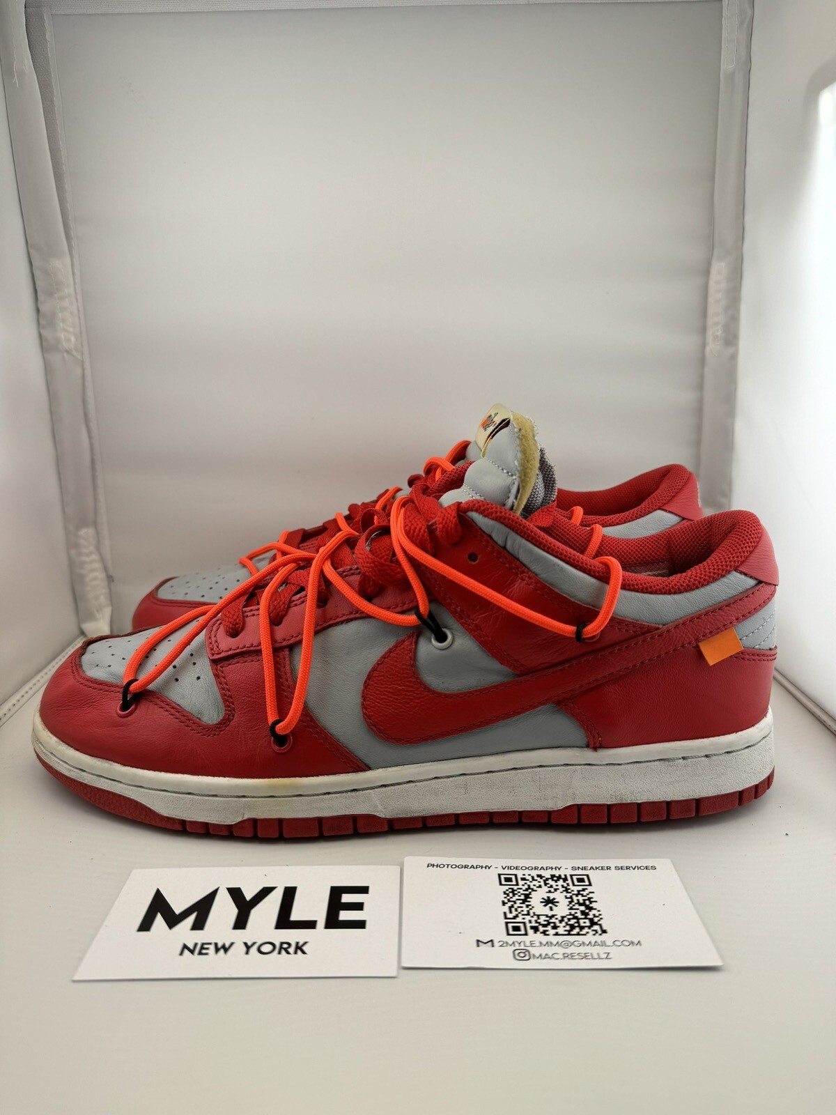 OFF WHITE X NIKE Taglia 10 Nike Dunk Low x BIANCO SPORCO University rosso 2019