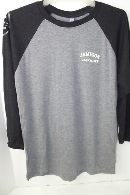 JJ&S Jameson Caskmates Raglan Baseball Grey Crew Neck T-Shirt Unisex Sz Medium