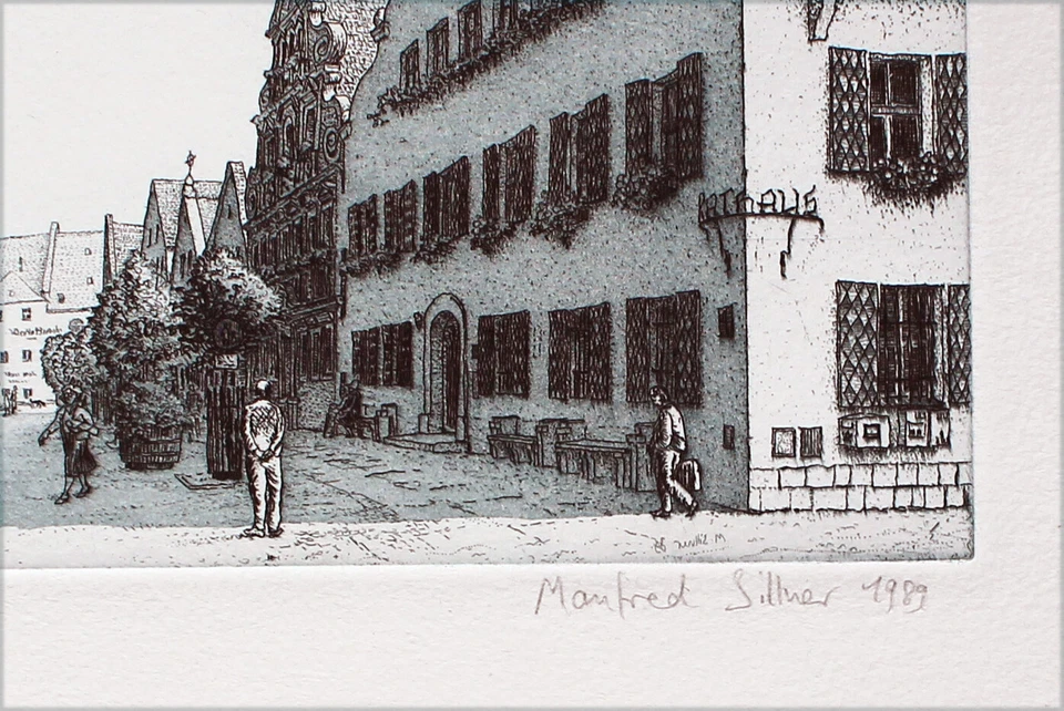 MANFRED SILLNER - Kelheim, Ludwigsplatz. Handsignierte Radierung, fertig gerahmt - Bild 3 von 4
