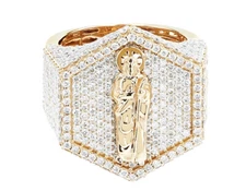 St. Judes 5 1/10 CT Real Diamond Pinky Ring 25MM Sz 10 10K Yellow Gold