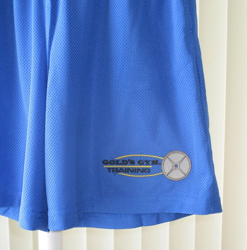 Gold's Gym Shorts Pockets Mesh Lined Elastic Waist Drawstring Blue Medium - Image 3 of 3