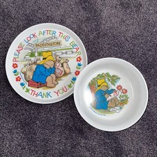 Vintage Paddington Bear Plate And Bowl Eden Toys 1983 SiLite 3101 Melamine