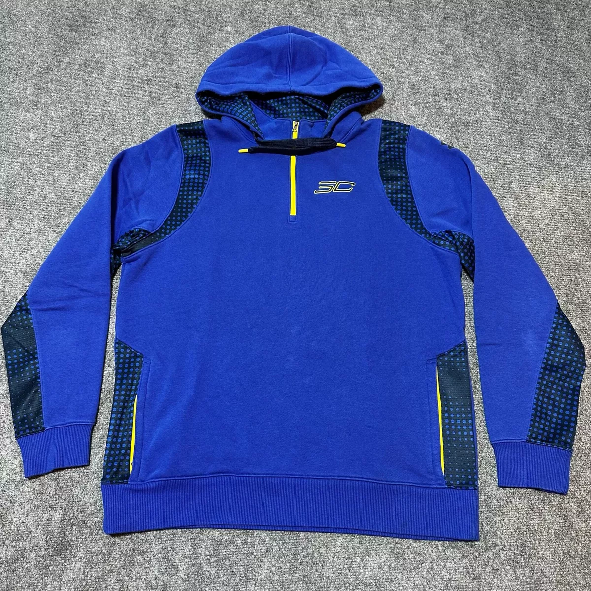 Under Armour Hoodie Mens Large Blue Loose Pullover Quarter Zip Stephen Curry