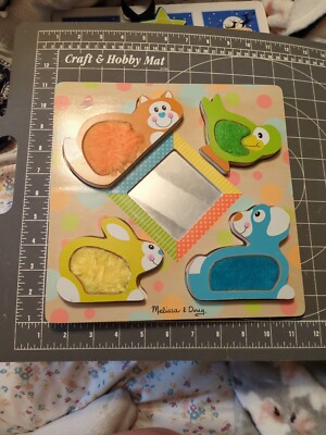 Used wood puzzle Early Learning Melissa & Doug 1+ Pets Tactile Peek A Boo Touch