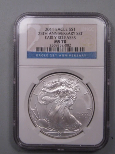 2011 Silver American Eagle. NGC MS70 ER 25th Anniv.  #7