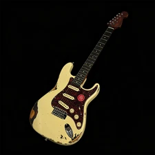 Cream Vintage Relic ST Electric Guitar SSS Pickups Solid Alder Body Maple Neck