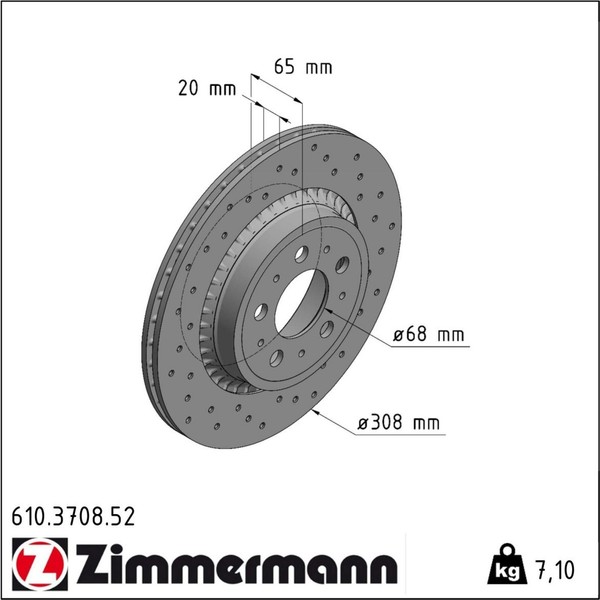 2X Zimmermann 610.3708.52 Bremsscheibe FüR Volvo XC90 275-image