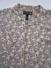 Mens XL Nat Nast Camp Shirt 100 Silk SS button beige bowling Flaw