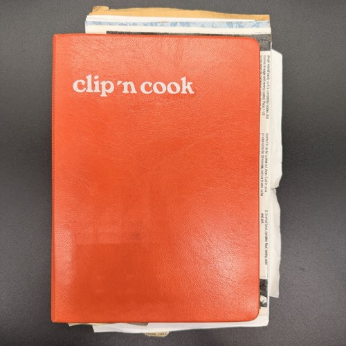 Vintage Cooking Recipe Binder Book Grandma's Old Handwritten Recipes Clips Notes