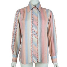 Vintage Montgomery Ward Button Up Blouse Southwest Stripe 70s Women  s Medium