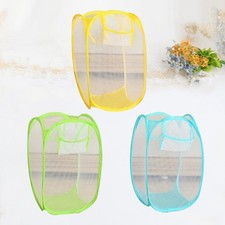 3 Pcs Nylon Colored Mesh Laundry Basket Foldable Storage Basket for Daily Use