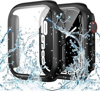 Waterproof Case for Apple Watch Series 6/5/4, SE 3/2/1 44mm, Hard Bumper with Gl