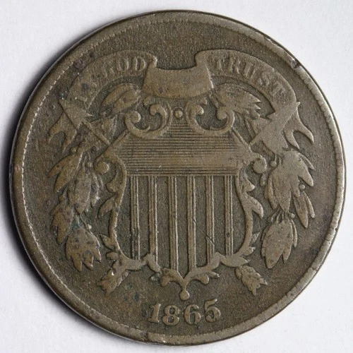 1865-P Two Cent Piece — photo from the most recent tracked eBay sale
