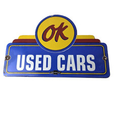 Vintage Chevrolet Sign - Porcelain Used Cars Gas Oil Pump Garage Sign