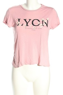 H&M DIVIDED T-Shirt Damen Shirt Gr. DE 36 pink-schwarz Casual-Look