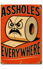 Funny Bathroom Sign Aholes Everywhere Rude Humor Toilet Paper Wall Decor