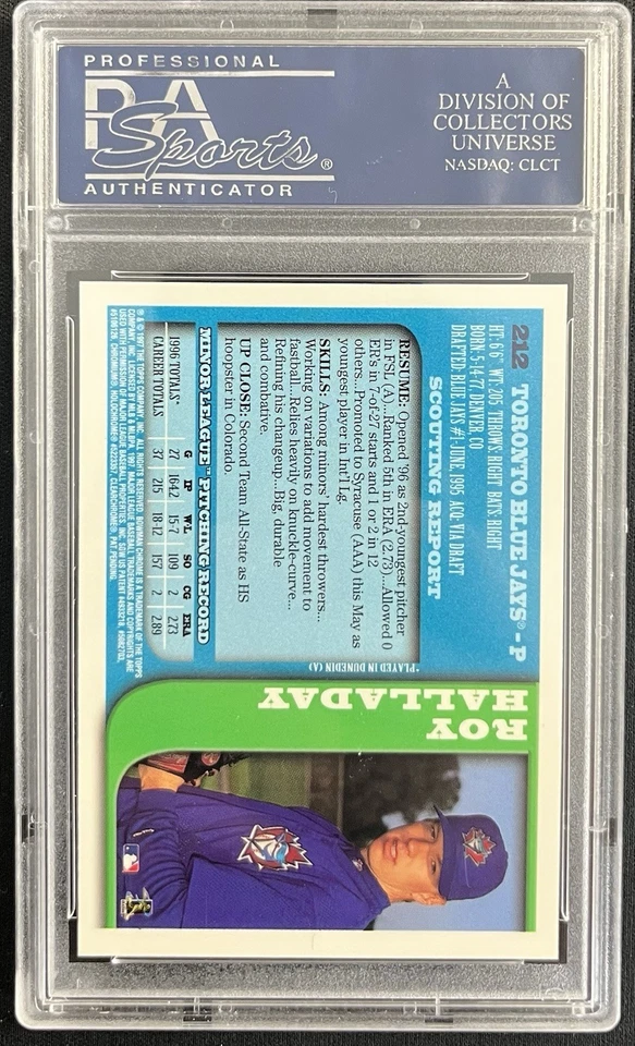 Bowman Chrome Roy Halladay 1997 PSA 9 como nuevo #212 radiocontrol novato Foto 2 de 2