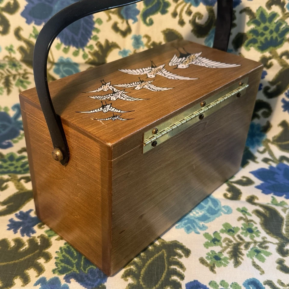 Винтажный Enid Collins Техаса Beach Combers птицы коробка сумка сумочка дерева 1965 - Изображение 3 из 4