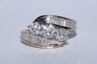 Estate 1.00 ctw Past Present Future Natural Diamond 14K Gold Ring