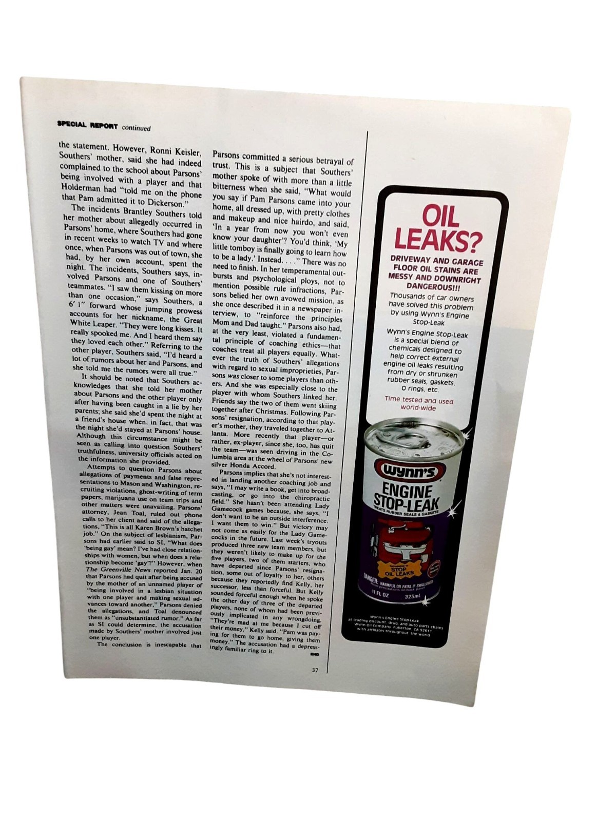 1982 Wynn’s Stop-Leak Automotive Additive Retro Print Ad