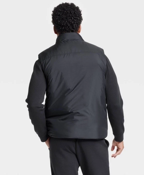 All In Motion Men's Black Size Medium Puffer Vest Sleeveless Jacket Front Pocket - Image 2 of 4