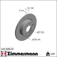 2x Zimmermann 400.3680.20 Bremsscheibe für MERCEDES BENZ A KLASSE B CLA W246