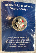 BSA Chief Scout Executive Mike Surbaugh "Thanks" Pin